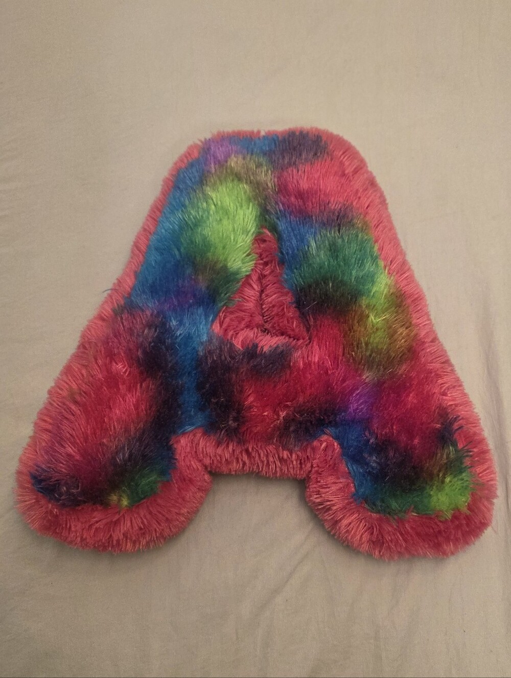 Justice Plush Rainbow Tie Dye Monogram "A" Throw Pillow